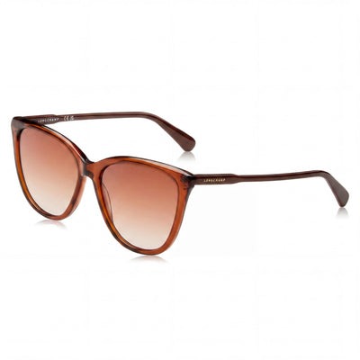 Gafas de sol Longchamp Lo718s de acetato para mujer, montura marrón, lentes de policarbonato marrón, 56 mm