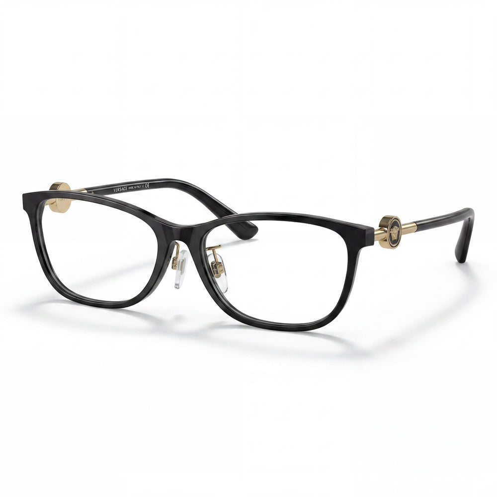 Versace Modern Women's Clear Lens Black Plastic Full Rim Square Frame Eyeglasses Size 55-16-140
