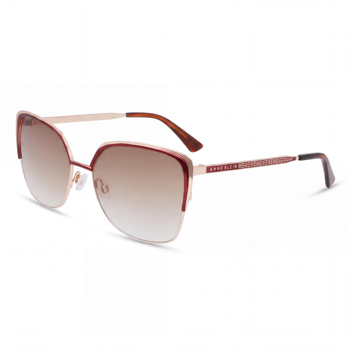 Gafas de Sol de Mujer Anne Klein Ak7080 Merlot Marrón Gradiente Metal Protección UV Lente 56mm, Photo 1