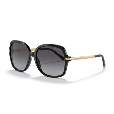 Michael Kors Mk2024 Adrianna I Unisex Black Gold Light Grey Shaded Composite Frame Light Grey Gradient UV Protection Sunglasses 57mm