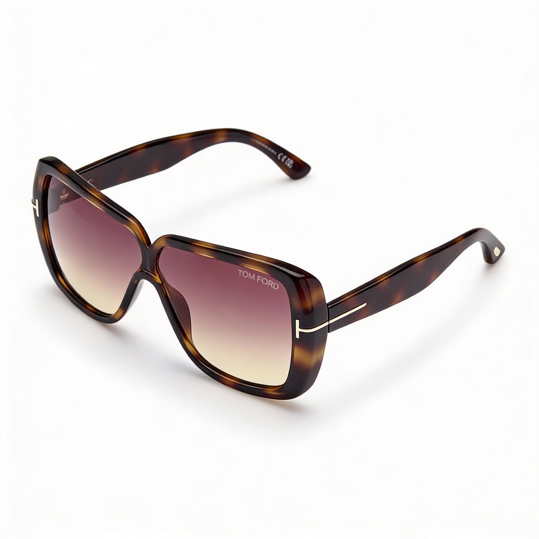 Tom Ford FT1037 MARILYN Women's Sunglasses, Dark Tortoise Plastic Frame, Gradient Violet Mirror Lenses, 61mm, Photo 1
