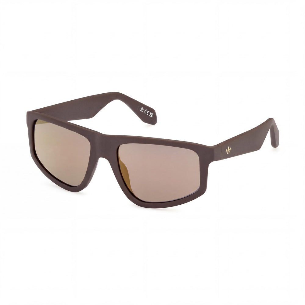 adidas Originals Or0108 Men's Eyewear featuring Matte Dark Brown Plastic Frame and Brown Lenses 55mm