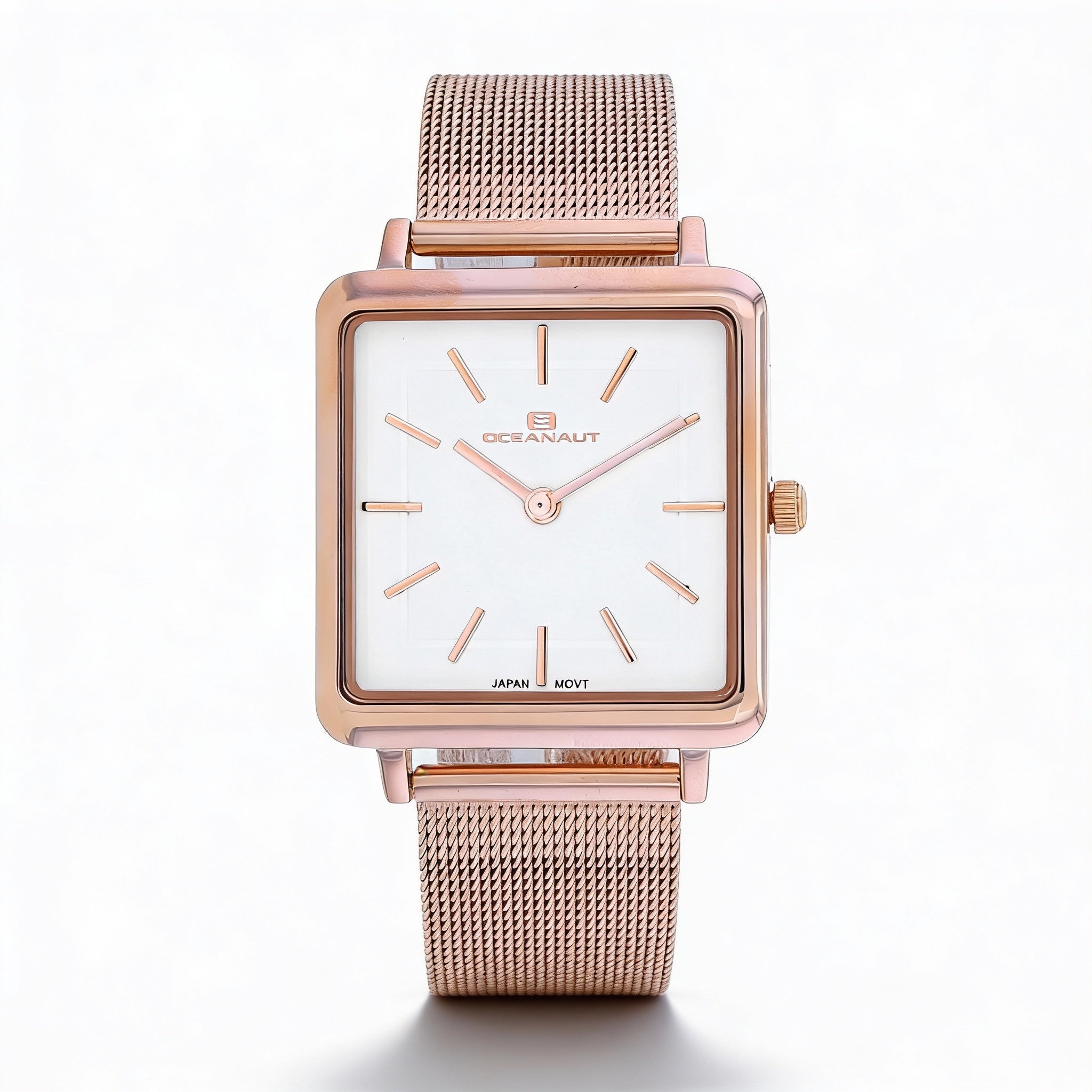 Reloj de cuarzo Oceanaut para mujer, caja y pulsera de acero inoxidable en tono oro rosa, esfera blanca, cristal mineral resistente al agua., Photo 1