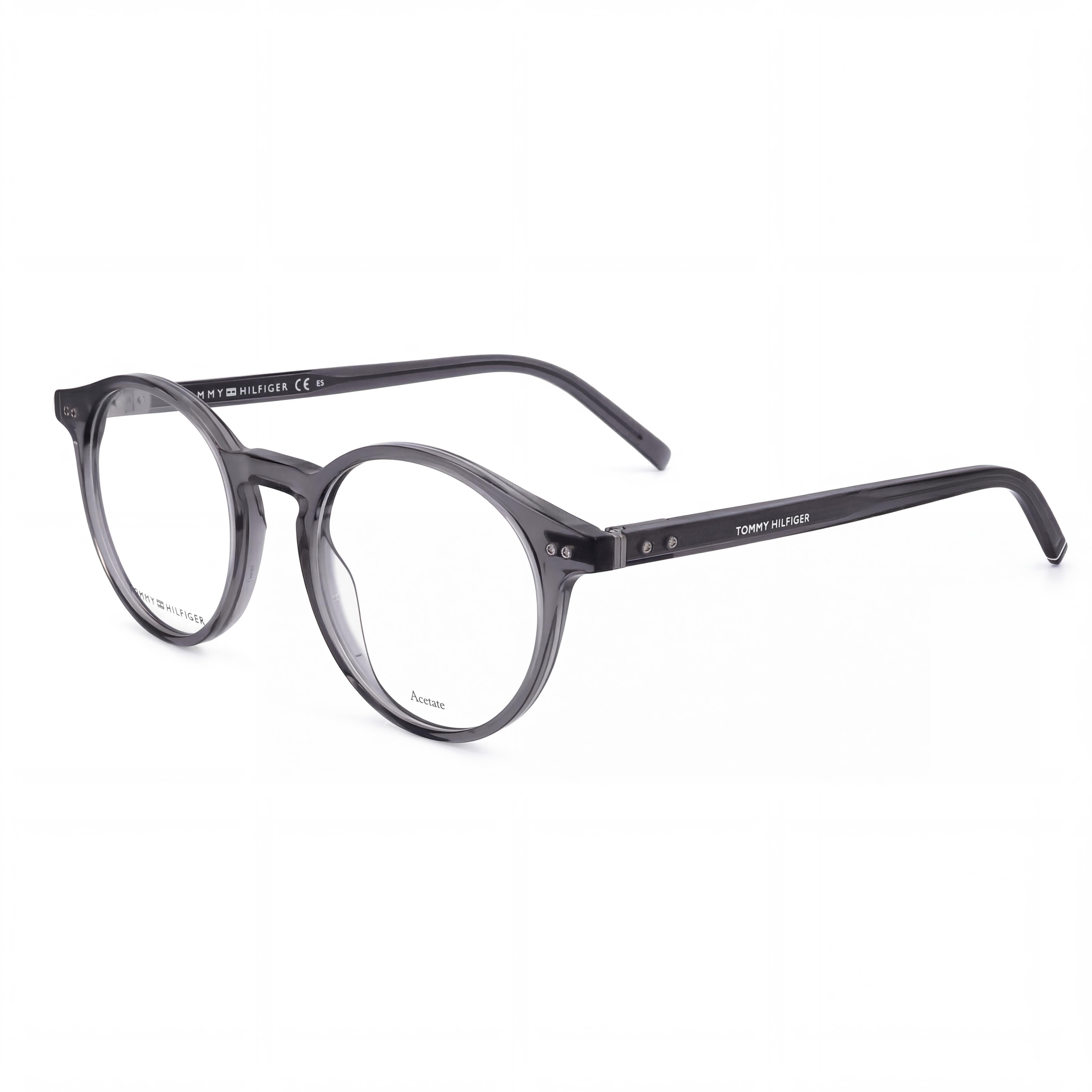 Tommy Hilfiger Modern Unisex Acetate Eyeglasses Shaded Grey Texture Transparent Grey 49mm, Photo 1