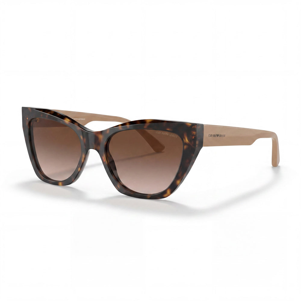 Gafas de sol Emporio Armani EA4176 para mujer, de plástico con montura ojo de gato en color carey marrón, con lentes degradadas marrones y protección UV, 54 mm