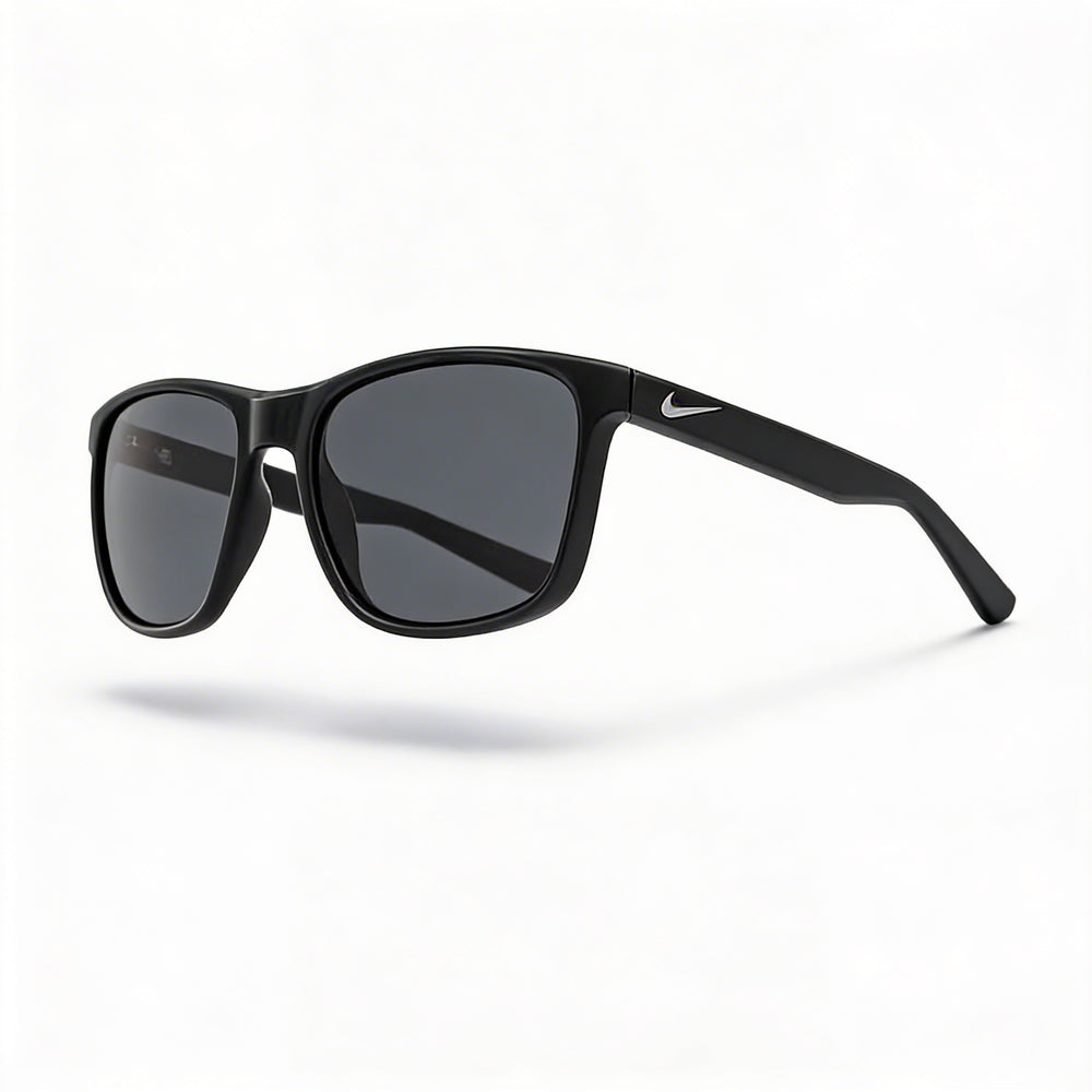Gafas de sol unisex NIKE Modern, montura negra gris, lentes grises espejadas con protección antideslumbrante, talla grande