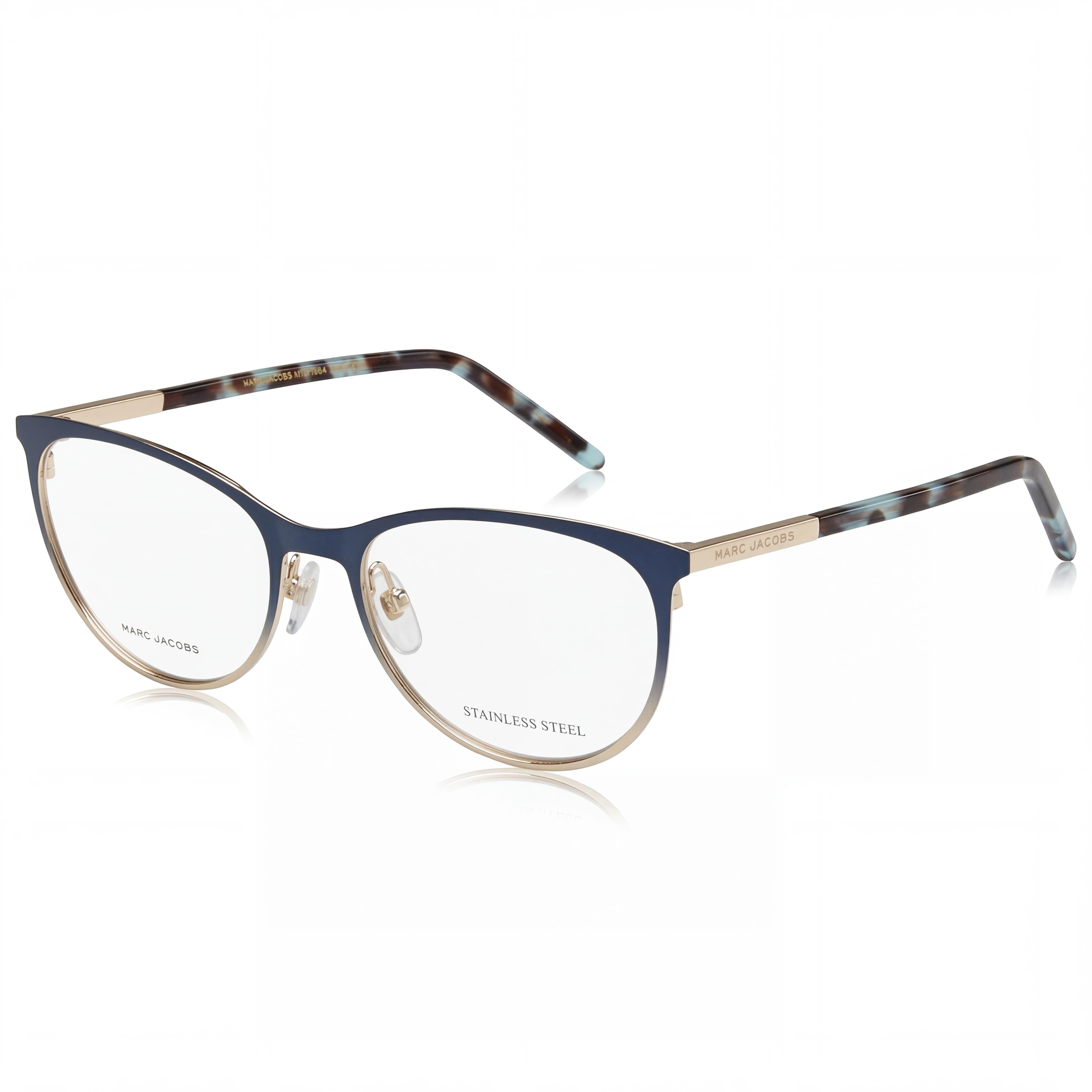 Marc Jacobs Modern Men's Stainless Steel Frame Polycarbonate Non-Polarized Matte Blue Gold Sunglasses 54mm, Photo 1