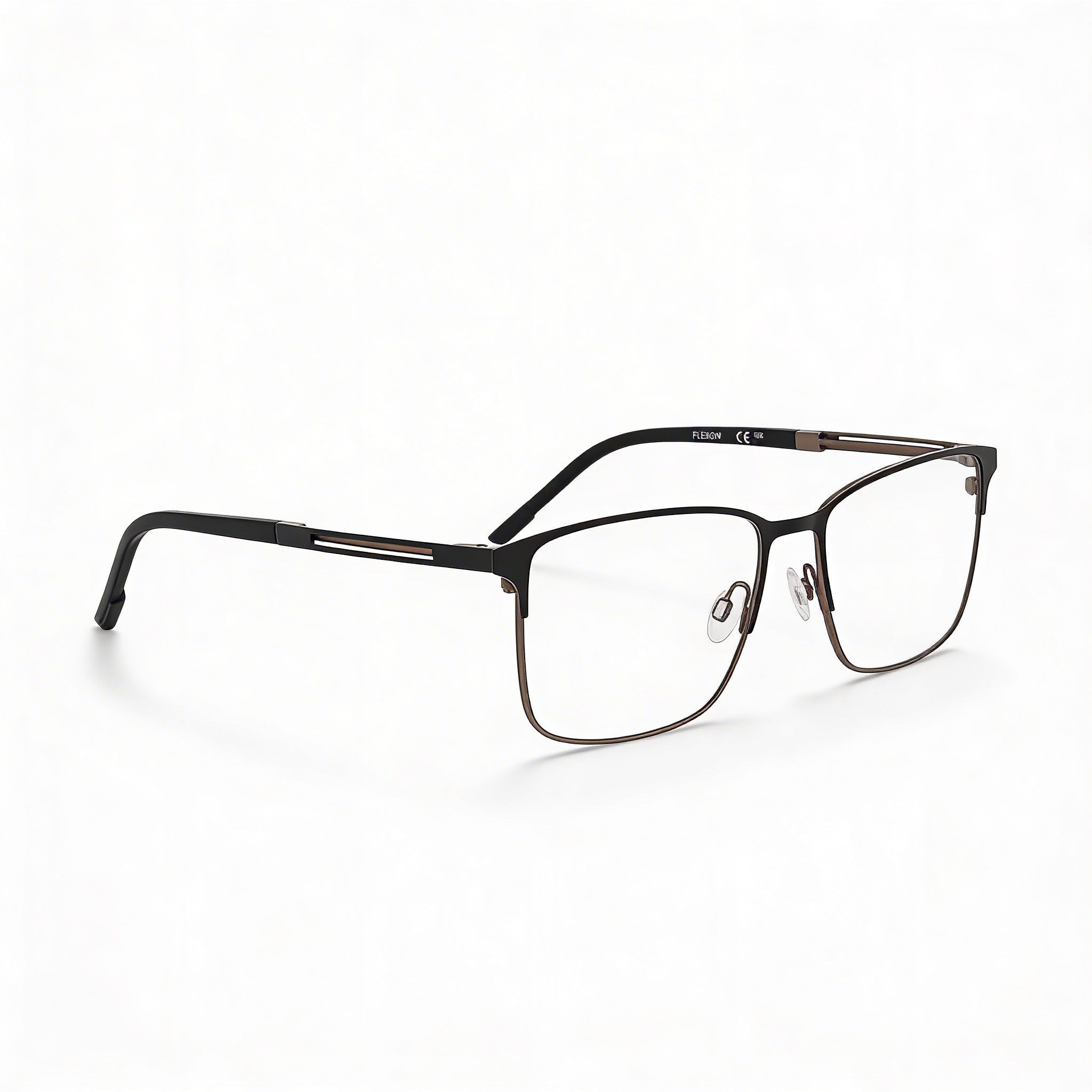 Flexon E1160 Men's Ophthalmic Eyeglasses Frames in Matte Black, 57mm Lens Width, 18mm Bridge, 150mm Temple Length, Photo 1