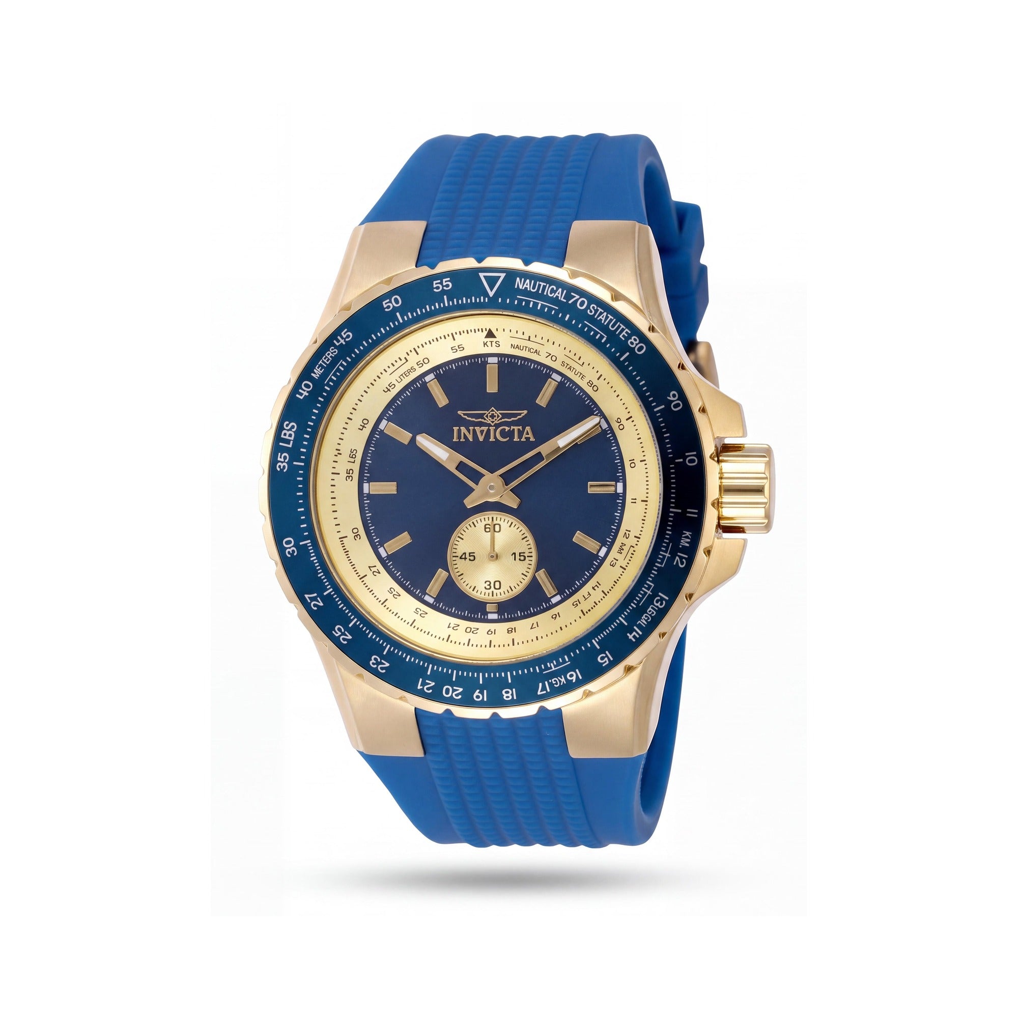 Invicta Aviator 49307 Unisex Quartz 50mm Stainless Steel Blue Dial Silicone Strap 10 ATM Water Resistant Watch, Photo 1