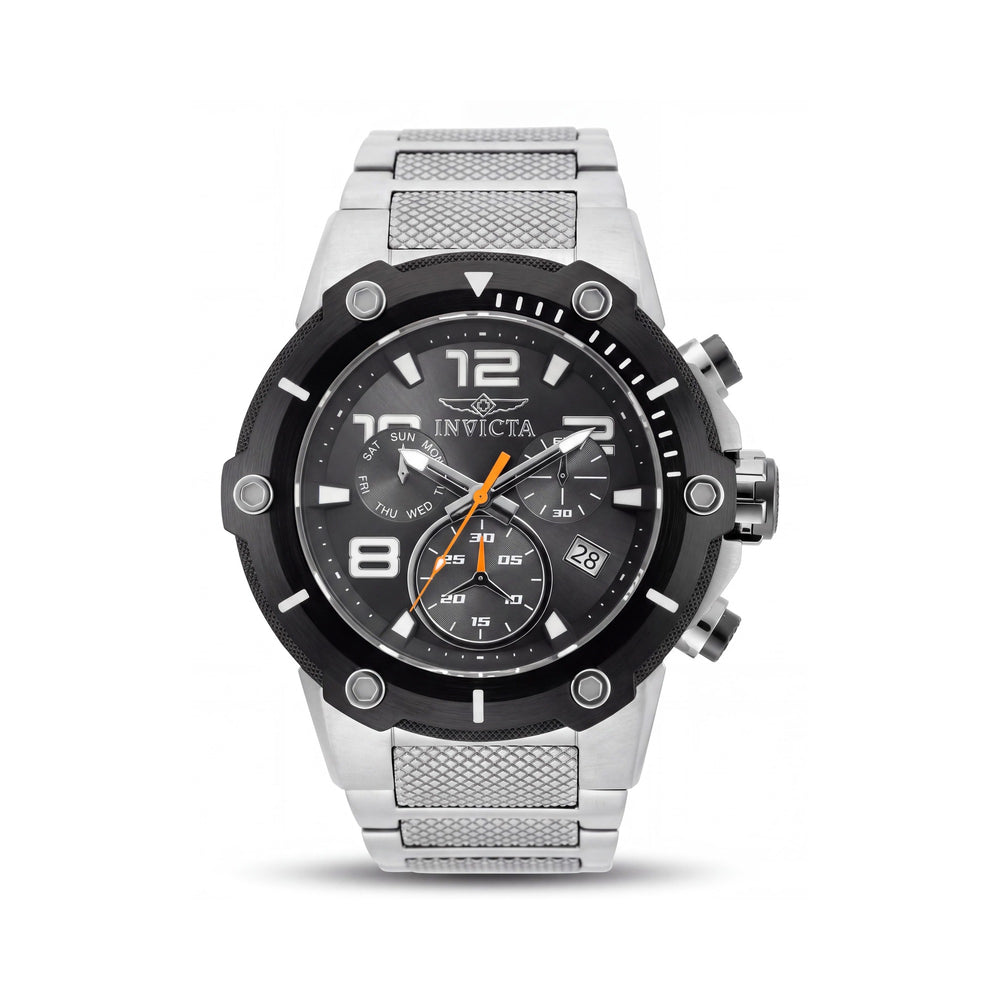Invicta Speedway Chronograph para hombre, de acero inoxidable con esfera negra, movimiento de cuarzo, caja de 52 mm, resistente al agua 100 m