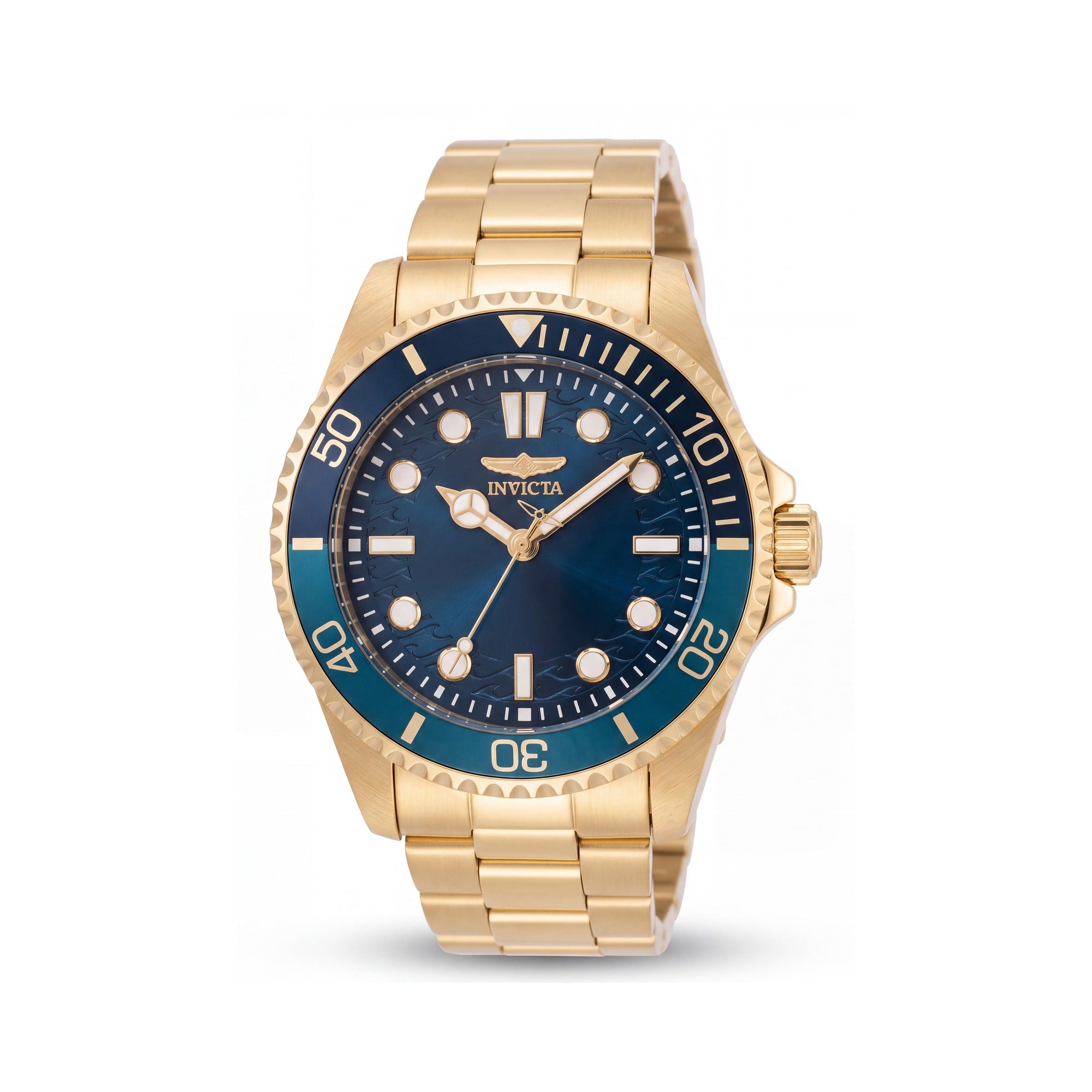 Invicta Pro Diver 49707 Reloj de Cuarzo Unisex con Caja Dorada, Brazalete de Acero Inoxidable y Esfera Azul, 43mm, Photo 1