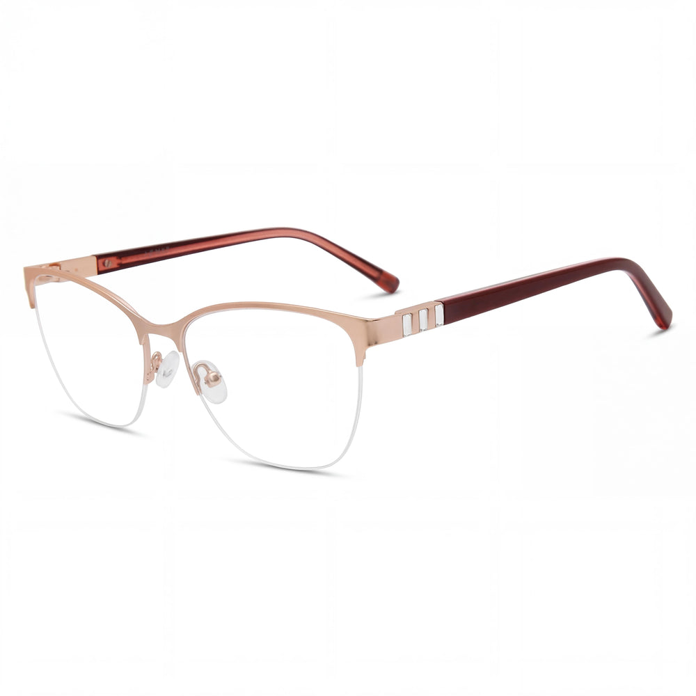 Gafas de metal color oro rosado Jones New York Vjon501 para mujer, con ancho de lente de 53 mm, ancho de puente de 16 mm y largo de patilla de 140 mm