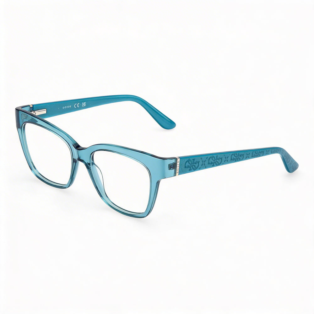 GUESS Women's Gu50233 Plastic Frame Eyewear with Transparent Polycarbonate Lenses in Turquoise Pearl, Size 53-17-140mm