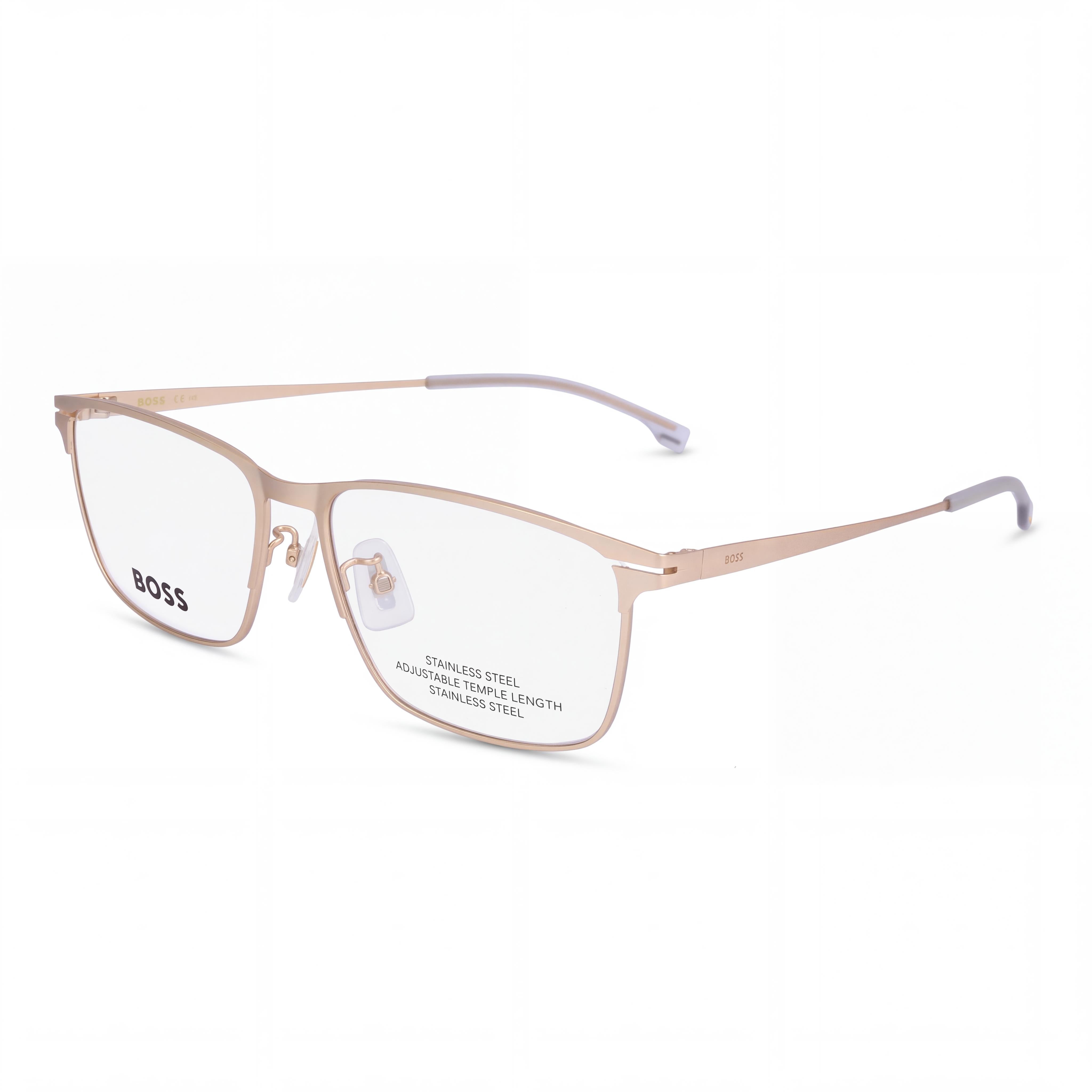 Hugo Boss Rectangular Optical Frames, Unisex, Metal Matte Gold Frame, Lenses, 40mm, Photo 1