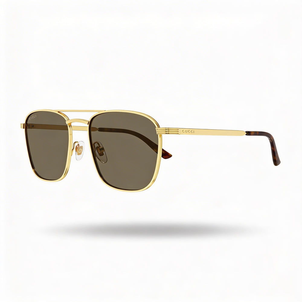 Gafas de sol Gucci modernas unisex, montura negra con cristales negros, ancho del puente 18 mm, longitud de las patillas 145 mm
