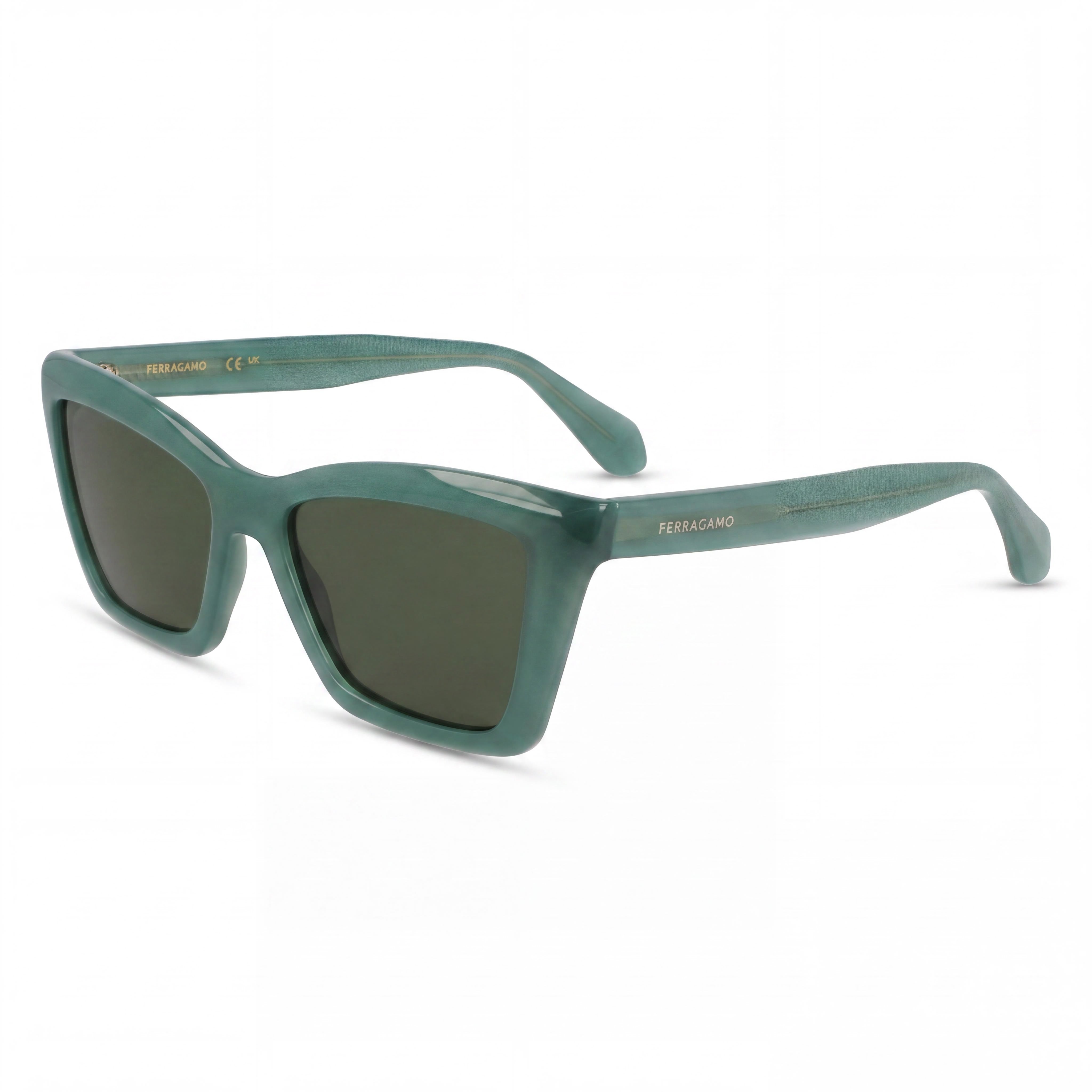 Ferragamo Sf2039se Armazón Unisex de Acetato, Verde Ópalo con Micas Verdes Sólidas, Tamaño 53-17-145, Photo 1
