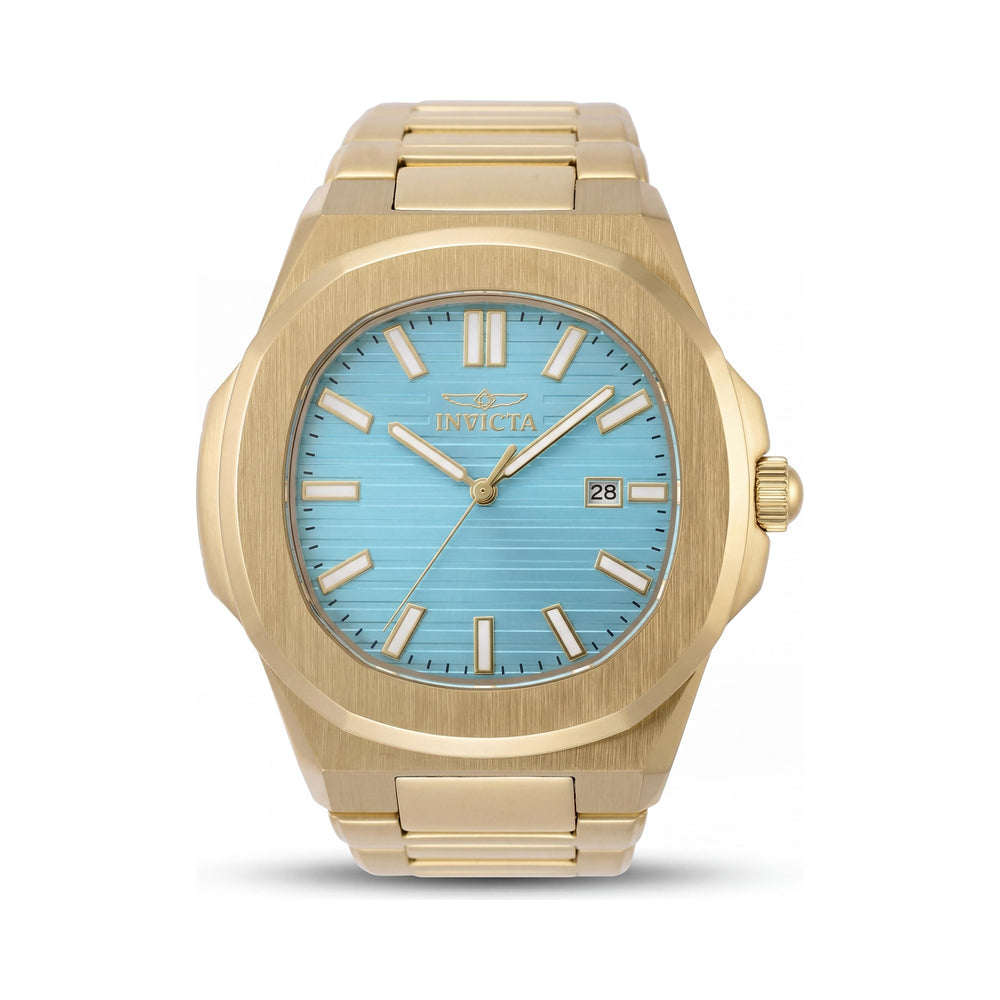 Invicta Speedway 48517 Reloj unisex de cuarzo con caja de acero inoxidable dorado y esfera azul, 41 mm
