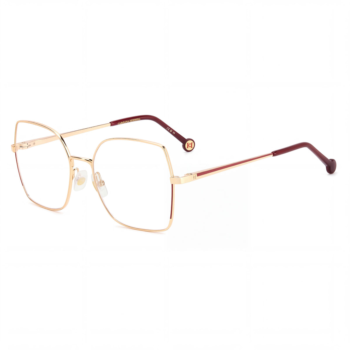 Carolina Herrera HER 0206 Gafas de Metal en Forma de Mariposa para Mujer, No Polarizadas, Color Borgoña y Dorado, 55mm, Photo 1
