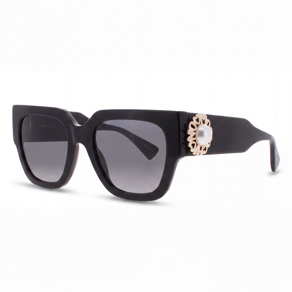 Moschino Women's MOS153/S/US Black Plastic Square Grey Shaded 100% UV Non-Polarized Sunglasses 52mm