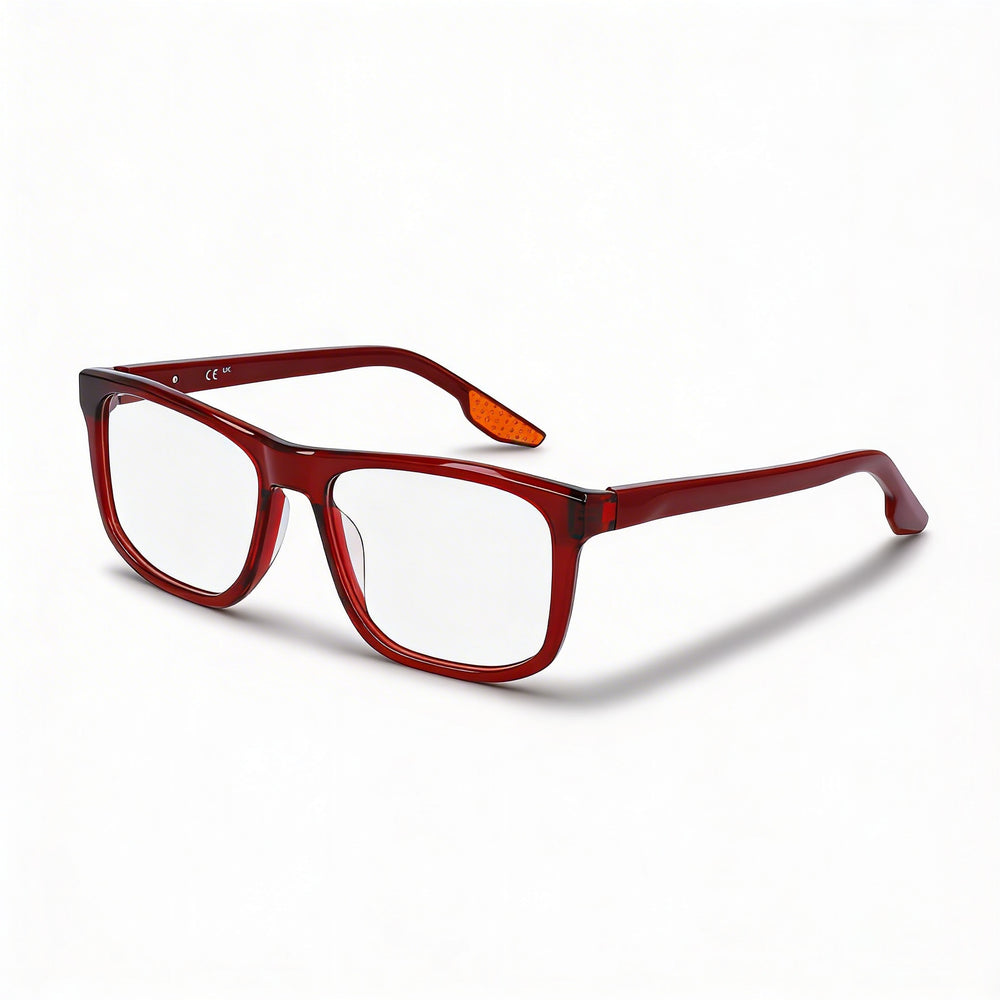 Gafas Unisex Nike 7163 con Montura de Acetato Burdeos Transparente y Lentes de Policarbonato de 55 milímetros