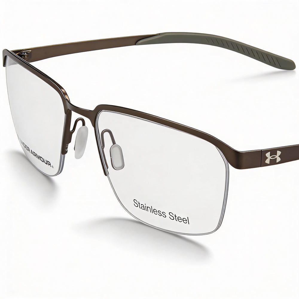 Under Armour Casual Men's Sporty Full Coverage Sunglasses with Alloy Steel Frame and Grey Brown Polycarbonate Lenses 54mm