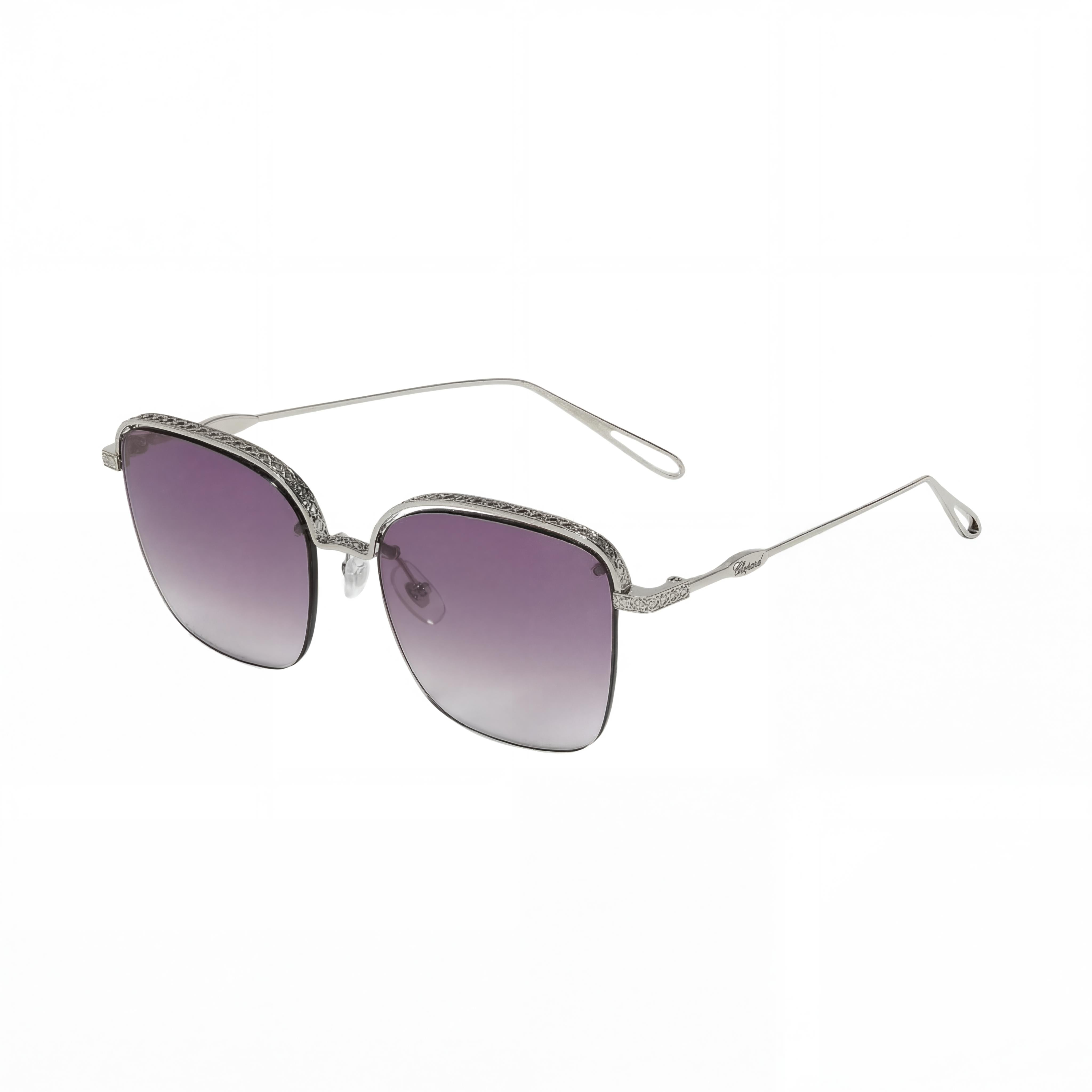 Chopard Schd45s Women's UV Protection Eyewear featuring a Silver Plastic Frame and Acetate Lenses, Photo 1