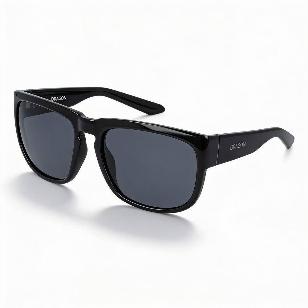 Dragon Alliance DR RUNE Unisex Shiny Black Smoke Lens 100% UV Protected 58mm Sunglasses