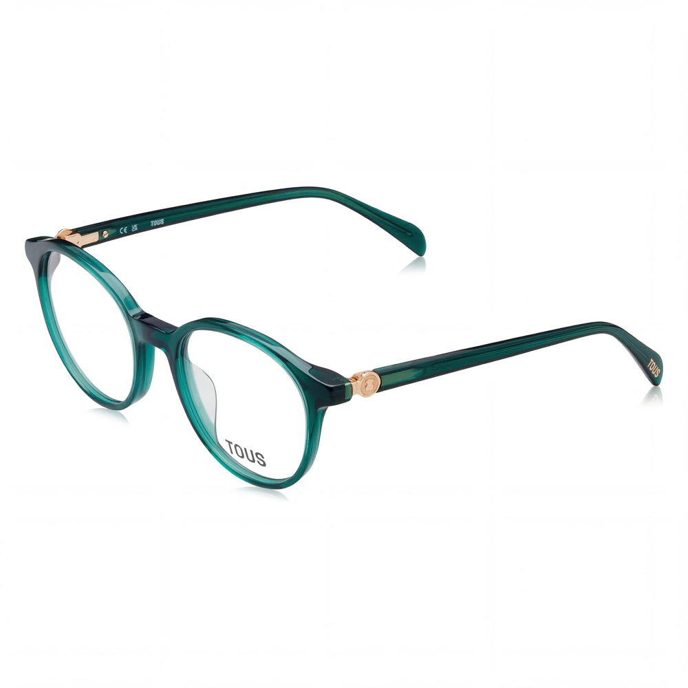 TOUS Casual Women's Acetate Eyeglass Frame Green Top, White, Green, Shiny Transparent Green 50-19-140