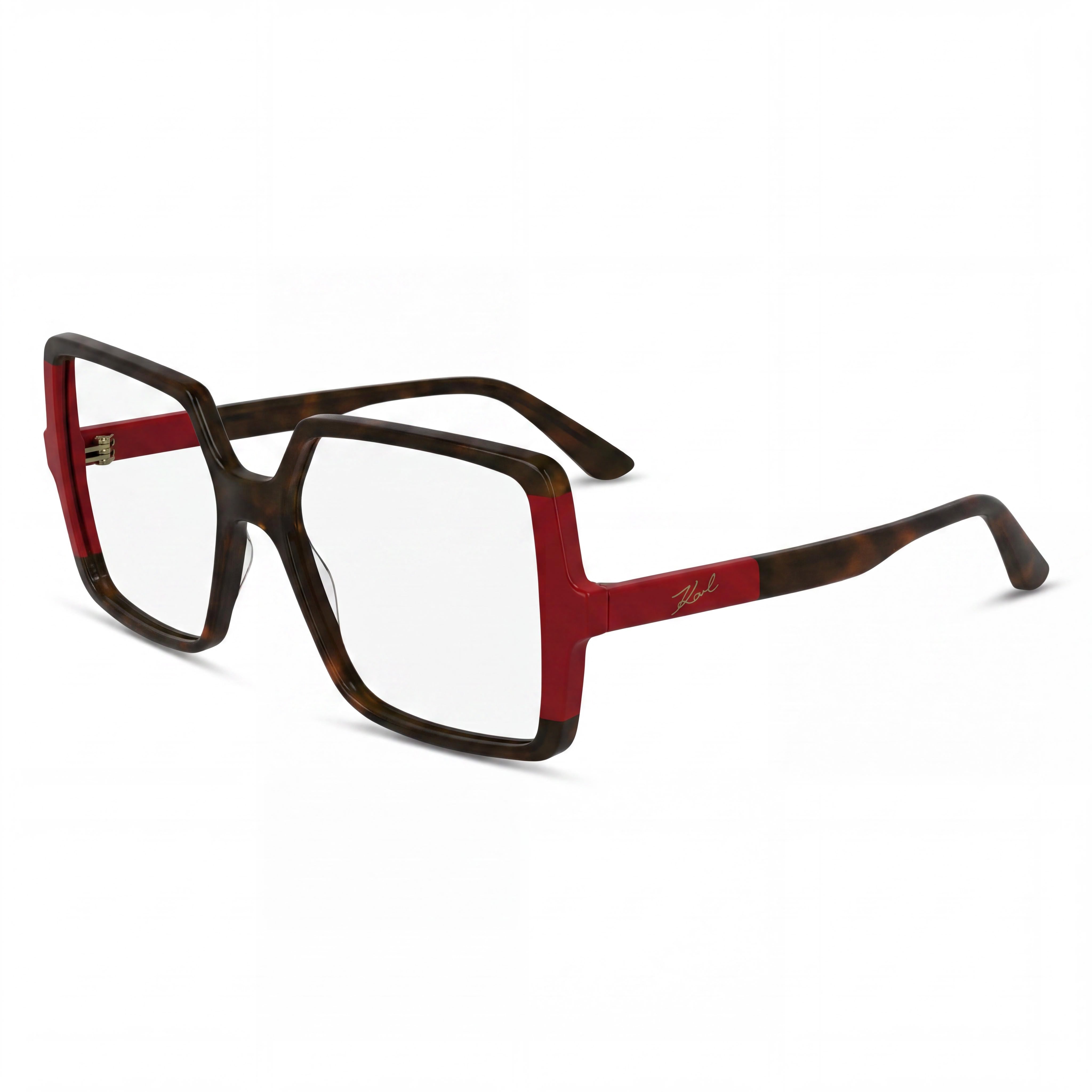 KARL LAGERFELD Kl6169 Women's Acetate Eyeglasses with Dark Tortoise/Red Frame 54-17-140, Photo 1