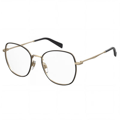 Gafas Levi's Lv 5023 para mujer, de acero inoxidable negro, montura completa, sobredimensionadas, con lentes transparentes listas para graduar, 52 mm
