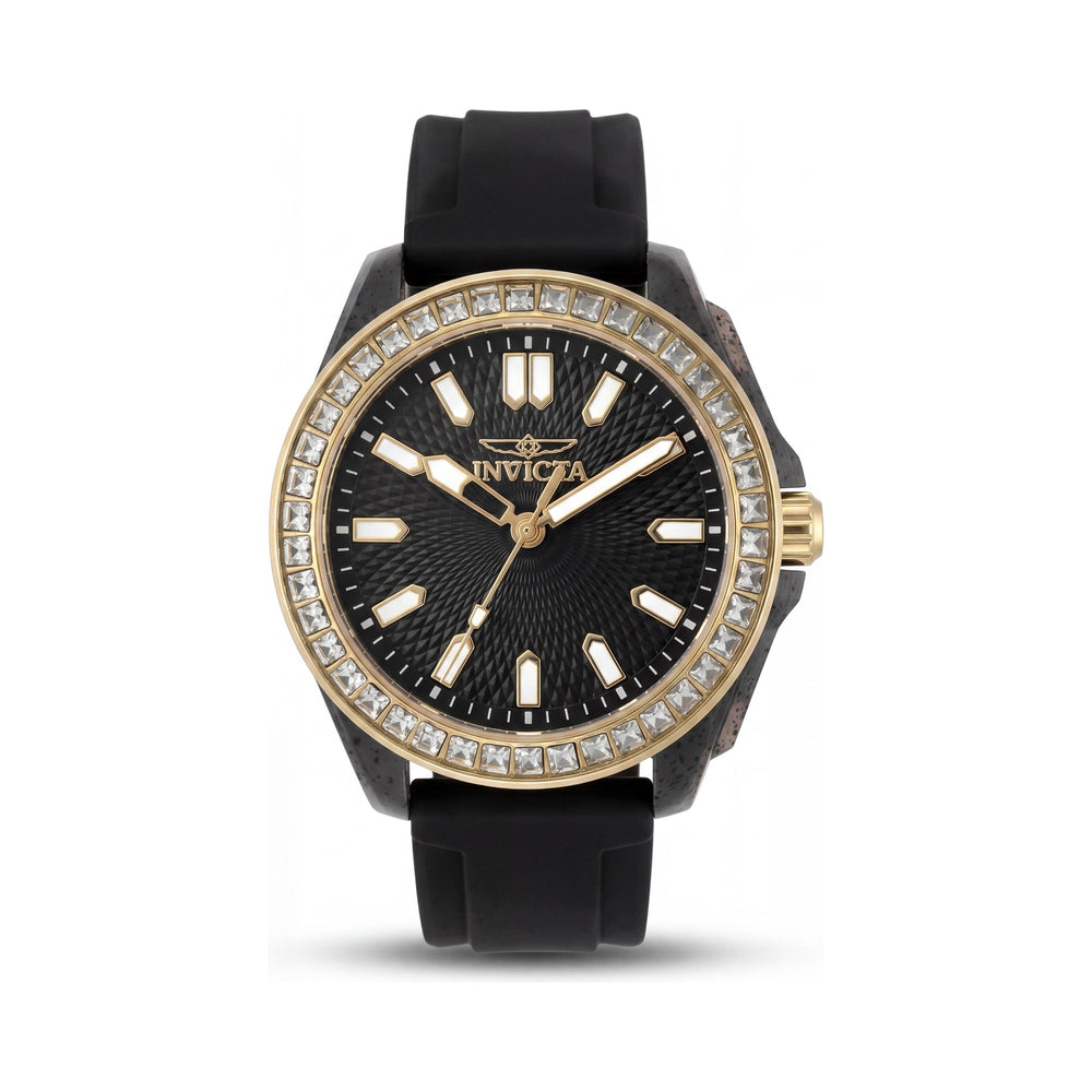 Invicta Celestial 50204 Reloj de pulsera de cuarzo para mujer con caja de plástico negro y correa de silicona, 37 mm