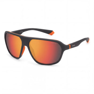Gafas de sol Polaroid Eyewear 2152/S para hombre con montura de plástico en negro mate, lentes polarizadas multicapa en rojo anaranjado de 59 mm y protección UV