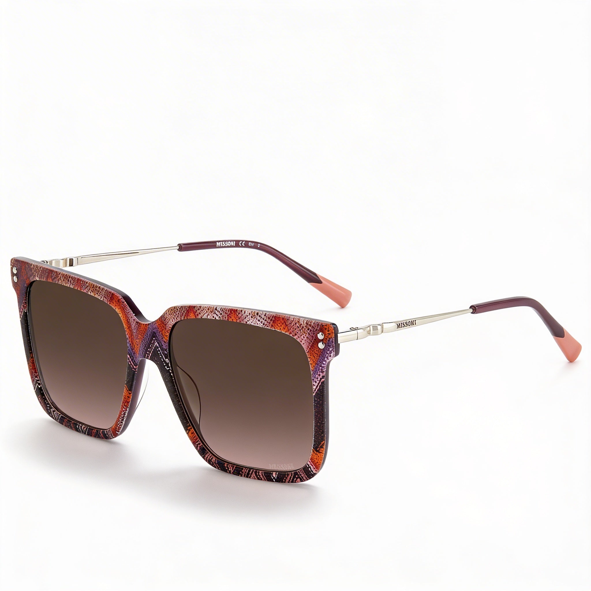 Gafas de sol unisex Missoni Classic con estampado rosa y violeta, montura de plástico con degradado rosa y violeta, protección UV, 57 mm, Photo 1