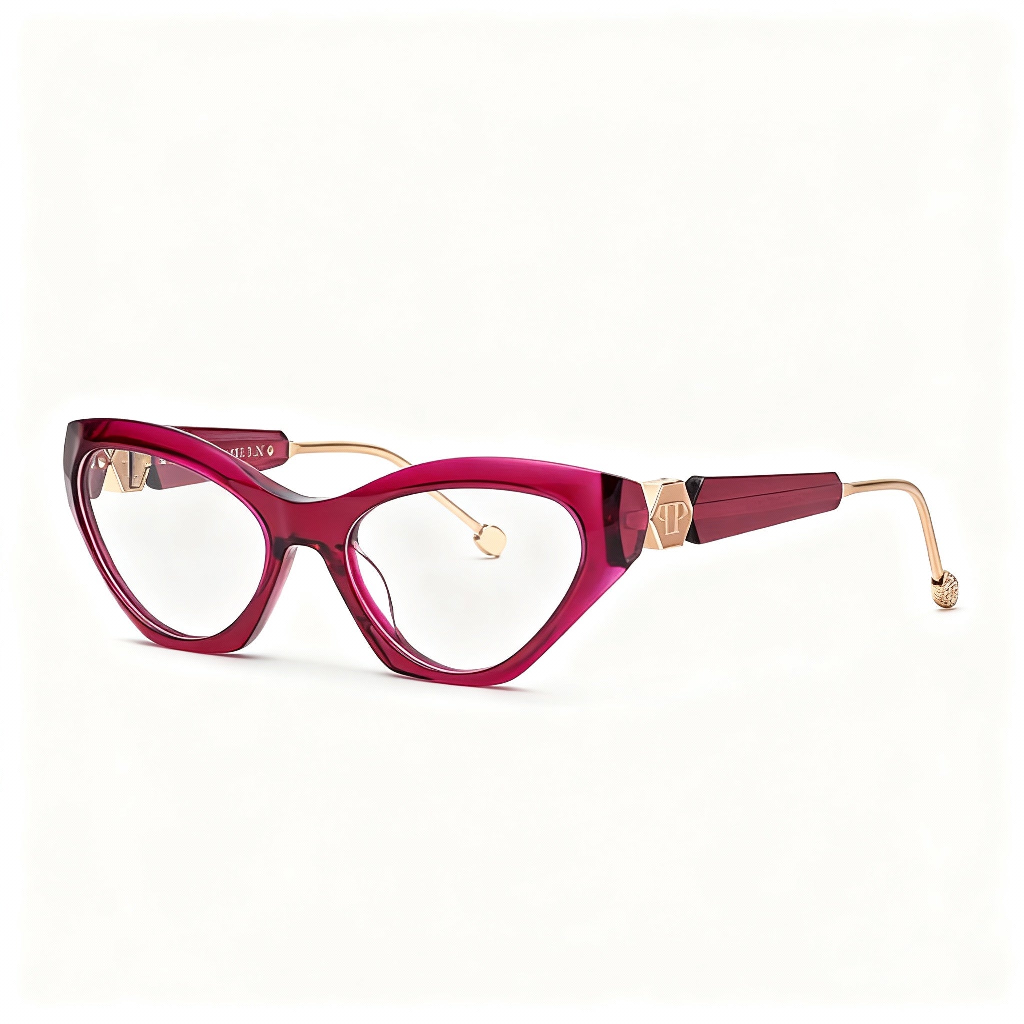 Philipp Plein VPP069S Classic Women's Acetate Optical Frames Transparent Plum 55mm Lens 18mm Bridge 140mm Temple