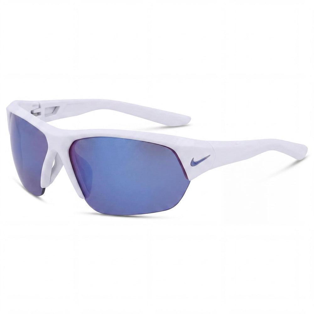 Nike SKYLON ACE FQ4683 Unisex White Grey Plastic Wrap Frame Blue Mirror Sunglasses 69mm