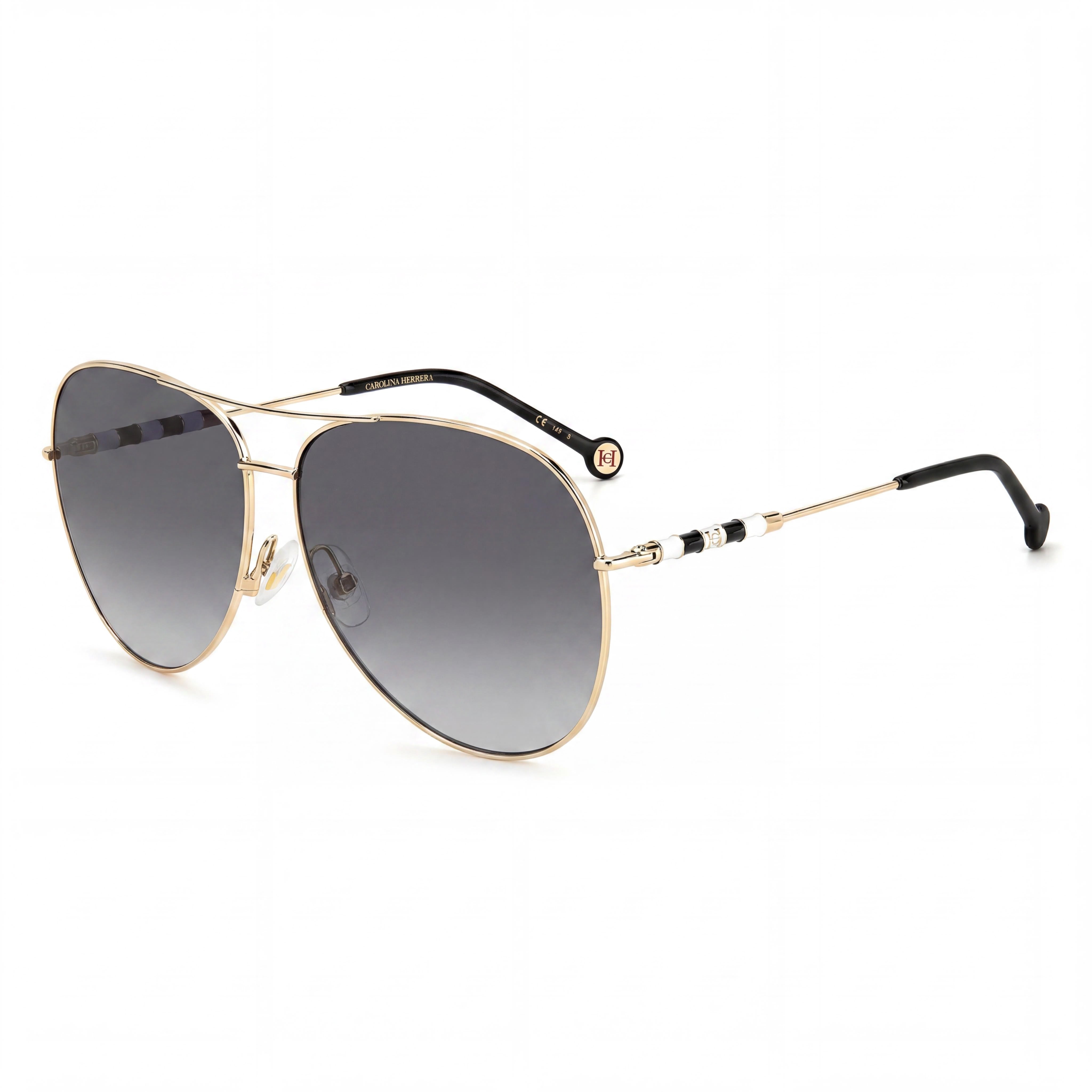 Gafas de sol Carolina Herrera Ch 0034/S para mujer, montura de acero inoxidable con degradado gris y lentes doradas, protección UV 100 %, 64 mm, Photo 1