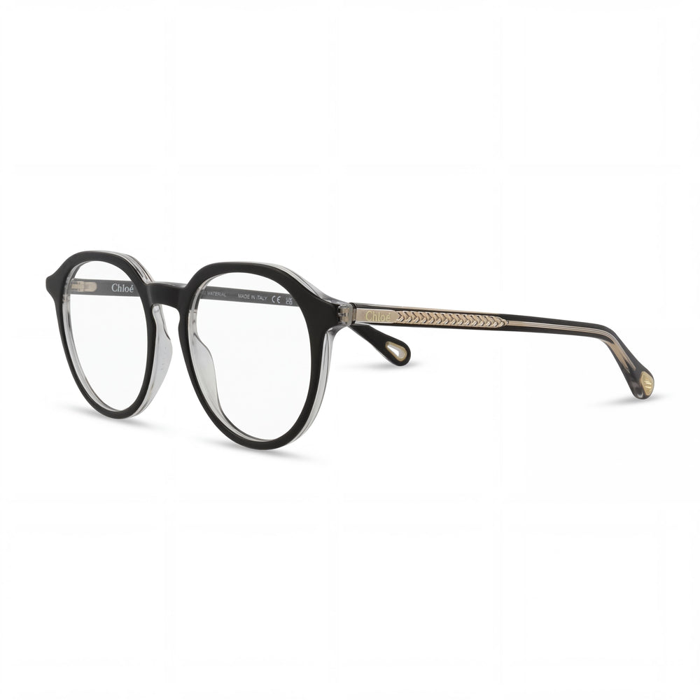 Chloe Ch0012o-007 Women's Black Transparent Bio Acetate Round/Oval Optical Eyeglass Frames 50mm