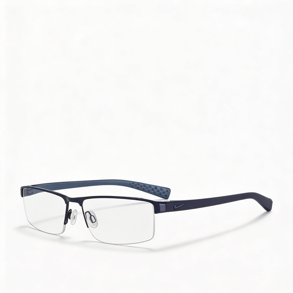 Nike Casual Men's Ophthalmic Eyewear, Satin Blue Fade Frame, Transparent Plastic Lens, 55mm