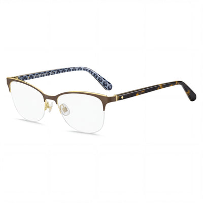 Kate Spade New York Brieana 09Q Women's Brown Havana Acetate Semi-Rimless Rectangular Square Eyeglasses 52mm