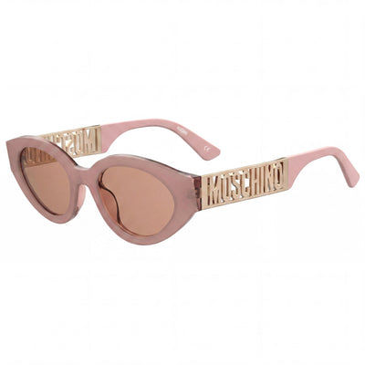 Gafas de sol Moschino MOS160/S para mujer, montura de plástico rosa con diseño de ojo de gato y lentes plateadas con efecto flash, 100 % protección UV, 51 mm