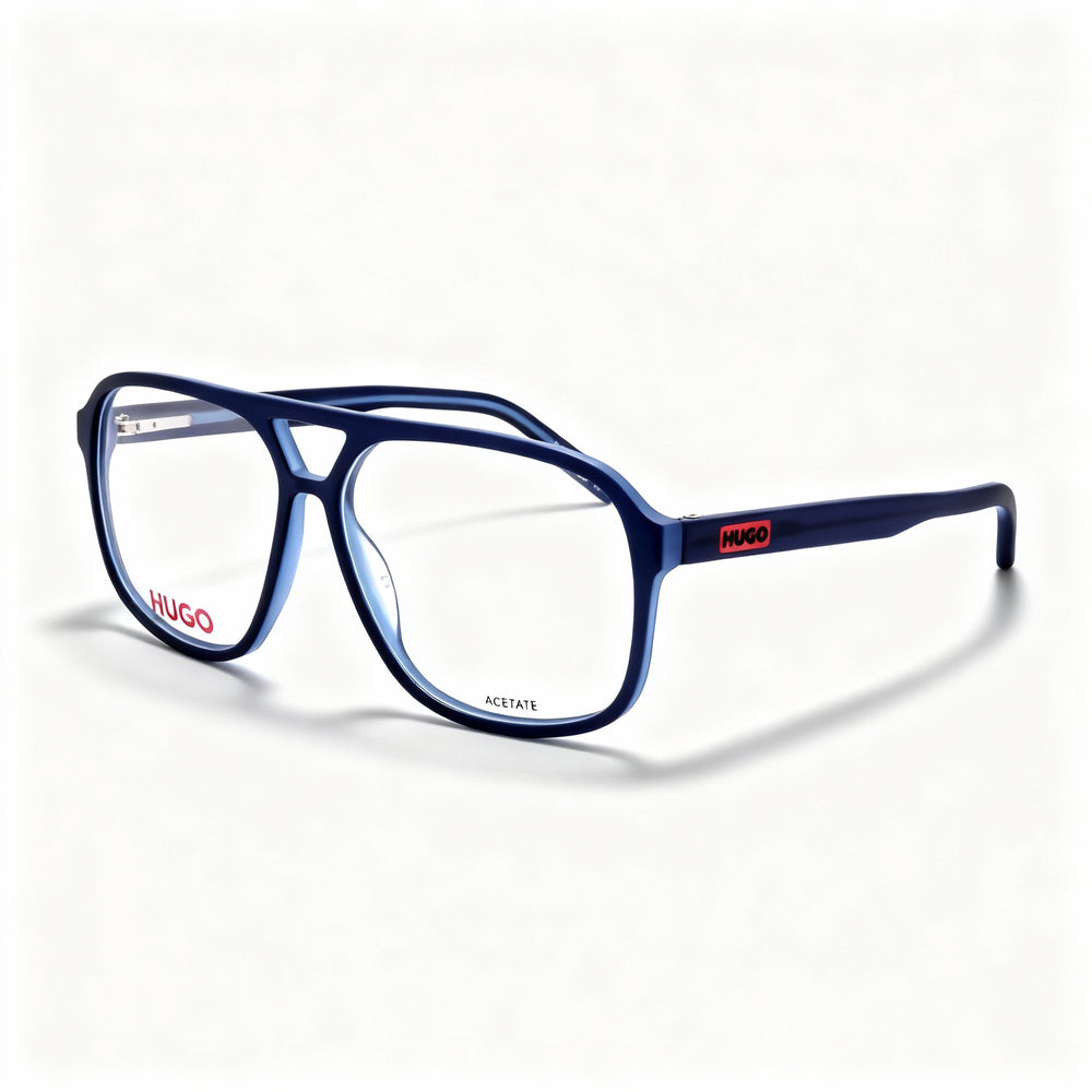 Gafas Hugo Boss Modern HG 1200 para hombre, montura de acetato azul, lentes de policarbonato no polarizadas, ancho de lente de 59 mm