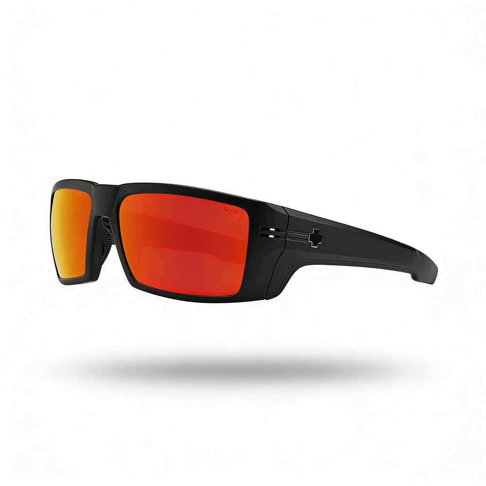 Gafas de sol Spy Rebar unisex con montura de plástico negro mate, lentes Happy Bronze Red Spectra Mirror no polarizadas y protección UV 100% de 62 mm