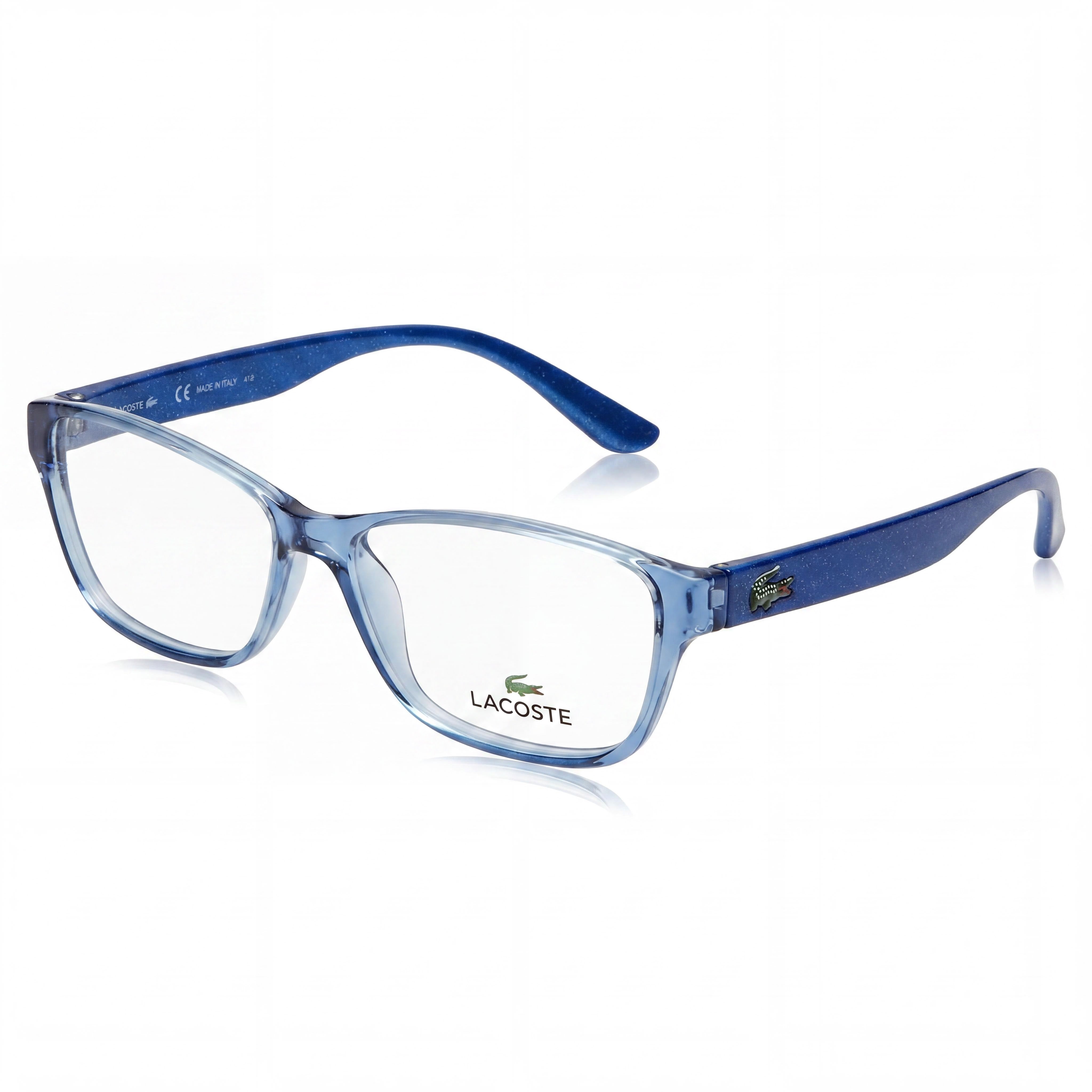 Lacoste L3803b Mi Women's Azure With Glitter Temples Plastic Frame Clear Lens Eyeglasses 51mm, Photo 1