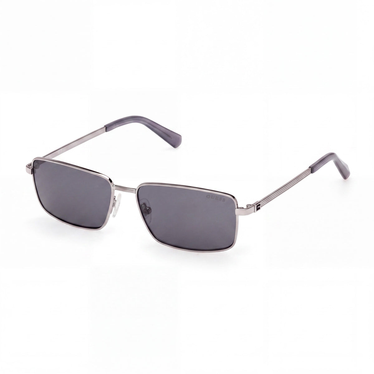 GUESS Ezra Narrow Rectangular Sunglasses, Men's, Metal, Shiny Gunmetal Frame, Smoke Lens, 56mm, Photo 1