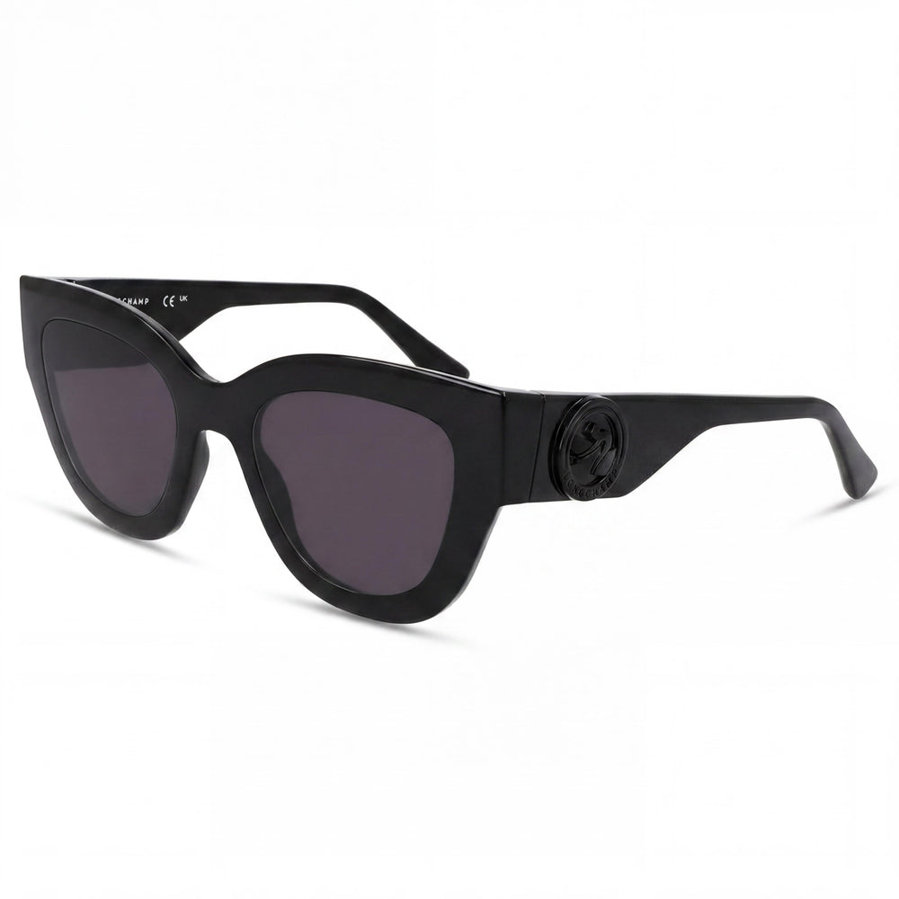 Gafas de sol Longchamp LO744S para mujer, informales, con montura inyectada negra, lentes de policarbonato no polarizadas, 52 mm