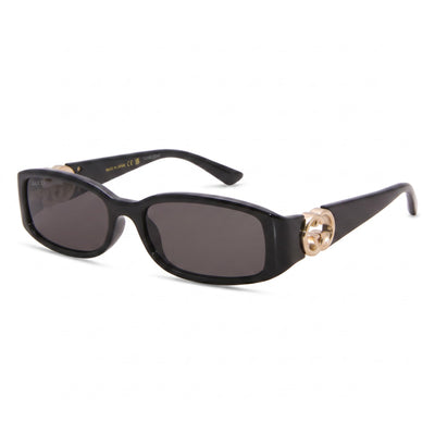 Gafas de sol Gucci GG1661S para mujer, rectangulares, sin polarizar, con montura inyectada, color negro y gris, 54 mm