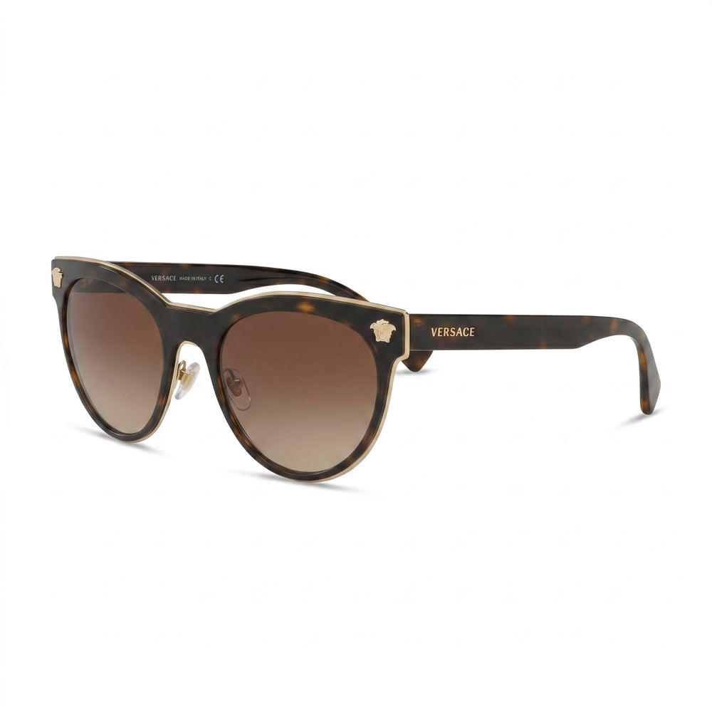 Gafas de sol Versace Medusa Charm unisex, color marrón habano, de plástico degradado marrón, no polarizadas, UV400, 54 mm