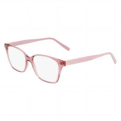 Salvatore Ferragamo Modern Women's Acetate Eyeglasses with Transparent Rose Frame and Lenses 52mm