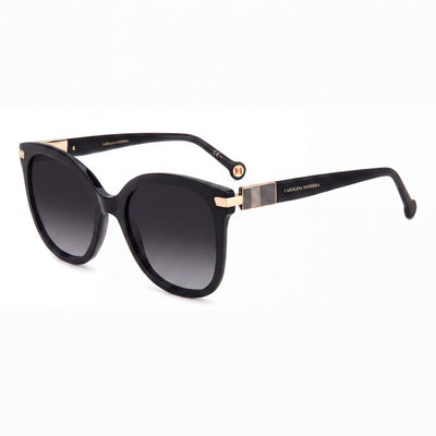 Gafas de sol Carolina Herrera Classic para mujer, negras, gris oscuro sombreadas, de plástico, con protección UV, 55mm