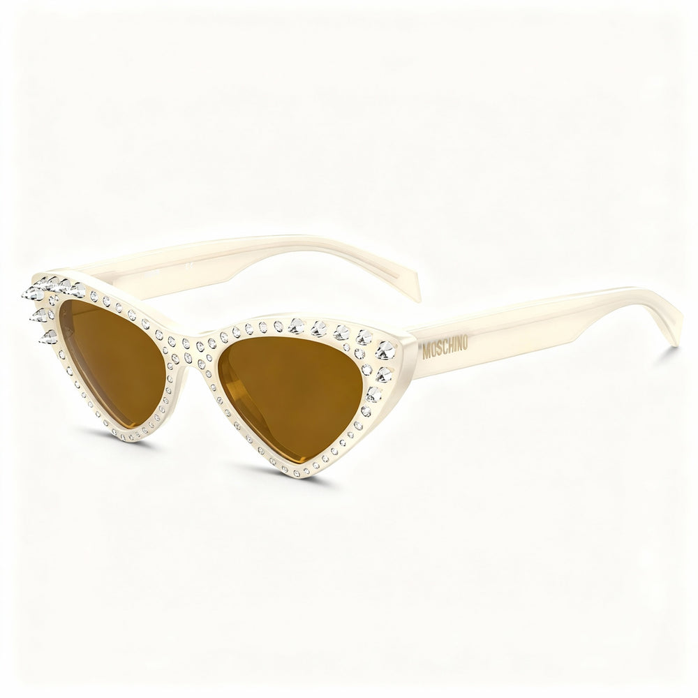 Gafas de sol Moschino Classic de acetato para mujer, sin polarizar, con protección UV, talla 52-18-140, color marrón marfil